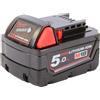 Milwaukee BATTERIA 18V 5.0AH LITIO UTENSILI POWER TOOL M18B5 MILWAUKEE ROSSA NERA RICAMBIO