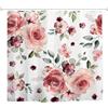goodbath Tenda da doccia floreale, set di tende da doccia impermeabili con fiori di rosa, 183 x 183 cm