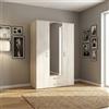 DecHome Armadio Guardaroba 3 ante battenti 121x54x200 cm Rovere Sbiancato