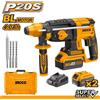 INGCO TRAPANO MARTELLO DEMOLITORE 20V TASSELLATORE + 2 BATTERIA DA 4 AH INGCO SDS PLUS