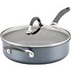 Circulon Padella antigraffio con coperchio, 28 cm - 4,7 l, antiaderente, a induzione, con estrema antiaderente, lavabile in lavastoviglie e adatta al forno, finitura in peltro grafite