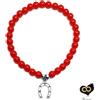 Bracciale con Corno cornetto Rosso Perle Portafortuna braccialetto da Uomo Donna
