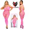 Pink Lipstick Lingerie Sexy Tutina lusso Bodystocking rosa Catsuit Queen s. taglie forti 2XL 3XL