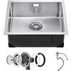VEVOR Lavello da Cucina da 50 cm Lavello Sottopiano in Acciaio Inossidabile 304, Vasca Singola da Incasso Stile Rustico con Accessori, Lavello per Uso Domestico per Camper, Cucina di Preparazione, Bar