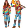 W WIDMANN MILANO Party Fashion - Costume hippie, top, pantaloni e fascia, outfit flower power per carnevale e feste