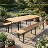 Domus Tavolo da Giardino Set Birreria Tavolo + 2 Panche 220x70x76 cm Legno