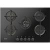 Does not apply ING 72T/BK 1 Piano Gas Vetro Nero 75Cm 5 Fuochi Bruciatore Doppia Corona Griglie