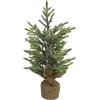 BAKAJI Albero di natale 42cm Alberello Pino con Base Sacco Iuta Decorazione Natalizia