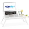 Relaxdays Tavolino Porta PC, Porta Laptop Regolabile, da Letto o Divano, con Cassetto, HLP 24x60x35 cm, Bianco