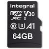 Integral INMSDX64G-100V30 64GB MICRO SD CARD MICROSDXC UHS-1 U3 CL10 V30 A1 UP T