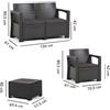 Set da Giardino in Resina 4 posti Divano Poltrone Tavolino Contenitore LICATA