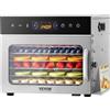 VEVOR Disidratatore Alimentare 6 Vassoi in Acciaio Inox, Essiccatore Elettrico per Alimenti da 400 W Temperatura Regolabile Timer, Liofilizzatore per Carne Secca, Frutta, Verdura, Erbe