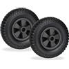 Relaxdays Ruota Carriola 2.50-4, Set da 2, Gomma Piena Antipanne con Cerchione in Plastica, Ruotino, Fino a 80 kg, Nero