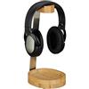 Relaxdays Porta Cuffie, bambù, Metallo, Headset Headphone Stand, Supporto Cuffie Scrivania, Design Elegante, Legno