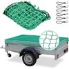 Relaxdays Rete di Copertura per Rimorchio, 1,5 x 2,2 m, 6 Ganci, Segni per Gli Angoli, Corda in Gomma Elastica, Verde