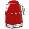 SMEG KLF04RDEU Bollitore Elettrico Bianco a Temperatura Variabile Anni 50' Rosso