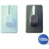 Andrighetti 100x Gancio Plastica Adesivo Per Bris-Bris Marrone - Cm 2,8X1,6