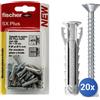 Fischer 20x Fischer tassello Sx Plus S K Con Vite Truciolare Tsp Pozidriv Mm 5 Pz 20+20