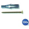 Fischer 100x Fischer tassello Nylon Fu V Con Vite Truciolare Tsp Pozidriv E-100 Mm 6X45
