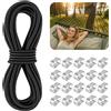 HGRGHH Corda Elastica in Gomma 6mm x 10m Corda di Gomma con 20 Anelli di Cr