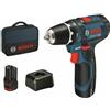 Bosch GSR 12V-15 Akku-Bohrschrauber 2x2,0Ah