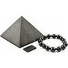Heka Naturals Piramide di Shungite Lucidata (8 cm), Bracciale Elastico e Piastra
