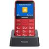 Panasonic Telefono Cellulare Anziani Tasti Grandi SOS con Base Rosso KXTU155EXRN