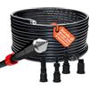 DAIMANN - Sonda Sturatubi 15m per Idropulitrice - Tubo Alta Pressione 160 bar di Resistenza, Flessibile, Ugello Autopropellente - Set 4 Adattatori Universali, Scarichi, Condotti e Tubazioni Intasate