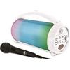 Lexibook, iParty, Altoparlante portatile Bluetooth con microfono, stereo, effetti di luce, karaoke, wireless, USB, scheda SD, batteria ricaricabile, bianco, BTP585Z