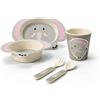 GENERAL TRADE Set pappa bambini bambù 5 pezzi piatto ciotola bicchiere posate BPA free