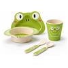 GENERAL TRADE Set pappa bambini bambù 5 pezzi piatto ciotola bicchiere posate BPA free