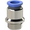 RIEGLER Raccordo a vite dritto, serie blu, rotondo, G 1/2 a., per tubo esterno Ø 10 mm, pressione di lavoro max. 15 bar, plastica/MS vern.