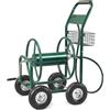 FANTASK Carrello per tubo da 5/8, carrello per tubo da giardino con cesto, supporto per tubo in metallo, srotolatore fino a 80 m, avvolgitubo con tubo di collegamento da 189 cm