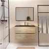 AURLANE Mobile da bagno con cassetto/lavabo/specchio, 80 x 54 cm, rovere naturale