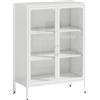 Icon Space Mobile Ufficio Basso 2 Ante con Vetro 80x40x110 cm Acciaio Bianco