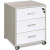 SARMOG Cassettiera Ufficio 3 Cassetti 50x41x70 cm Olmo chiaro/Bianco Quadrante