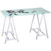 NBrand Scrivania con Cavalletti 120x60x72 cm Vetro/Acciaio Bianco Computer Girl