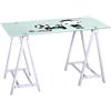 NBrand Scrivania con Cavalletti 120x60x72 cm Vetro/Acciaio Bianco Computer Boy