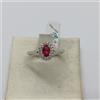 ANELLO DONNA CON CRISTALLO ROSSO E ZIRCONI IN ORO BIANCO 18KT 2,6 G. N.16 (2856)