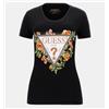 GUESS T-shirt Donna Guess Cotone Slim Stretch Logo Strass W4GI24J1314 JBLK Nero