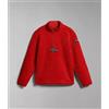 NAPAPIJRI Felpa Uomo Napapijri in Pile Collo Alto Mezza Zip Logo Inverno Sport Ayas Rosso