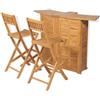 vidaXL Set da Bar per Esterni 3 pz Massello di Teak Tavolo Sedie Sgabelli vidaXL
