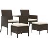 vidaXL Divani Set da Esterno 7pz in Polyrattan Marrone e Bianco Salotto Canapè vidaXL