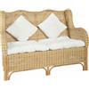 vidaXL Divano con Cuscino in Rattan Naturale e Lino 1/2 Posto Colori Diversi vidaXL