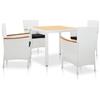 vidaXL Set da Pranzo per Giardino 5 pz in Polyrattan Bianco Tavolo e Sedie vidaXL