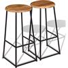 vidaXL 2x Sgabelli da Bar Massello di Teak Casa Ferro Sedia Alta Angolo Cucina vidaXL