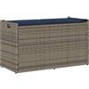 vidaXL Cassapanca da Esterno con Cuscino Grigia 100 cm in Polyrattan vidaXL