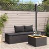 vidaXL Lettino Prendisole con Cuscini in Polyrattan Nero Divano Sedia a Sdraio vidaXL