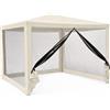 Galileo Gazebo da Giardino 3x3 mt Metallo/Tessuto Zanzariere Ecrù Dakar Estè