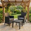 ALLIBERT Salotto da Giardino 2 Poltrone Tavolino Rattan PE Antracite Balcony set